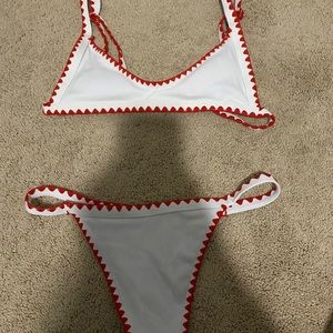 Cute bikini set, white with red trim